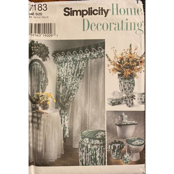 Simplicity 7183 Bathroom Accessories Shower Curtain Sink Skirt Lid - Boho Colors - Picture 2 of 3